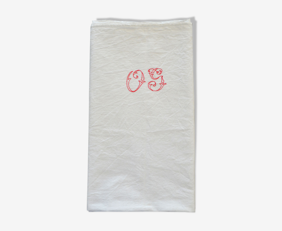 Nappe ancienne en lin monogramme