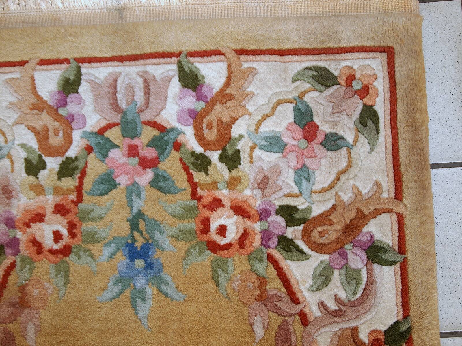 Tapis Art Déco Vintage Chinois, Années 1970, Couleurs Vibrantes