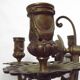 Pair of Heavy Victorian Bronze Triple Wall Sconces Griffin & Flower Detail