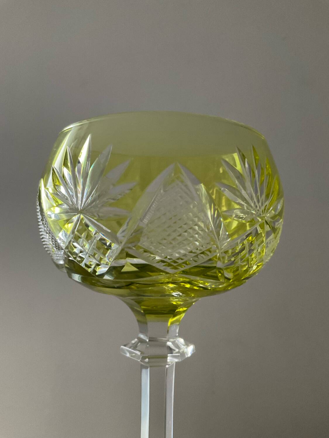 Pair of cut crystal wine glasses