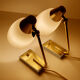 Pair of vintage table or bedside lamps, brass and glass, 50s 60s