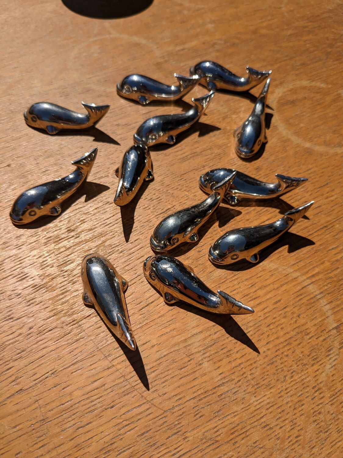Silver knife holders whale model