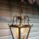 Old lantern 5 sides in bronze and engraved glasses of louis xvi style in working order