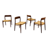 4 chairs 75 by Niels Otto Moller, Scandinavian design, teak