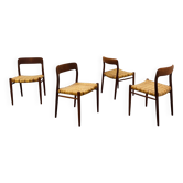 4 chairs 75 by Niels Otto Moller, Scandinavian design, teak