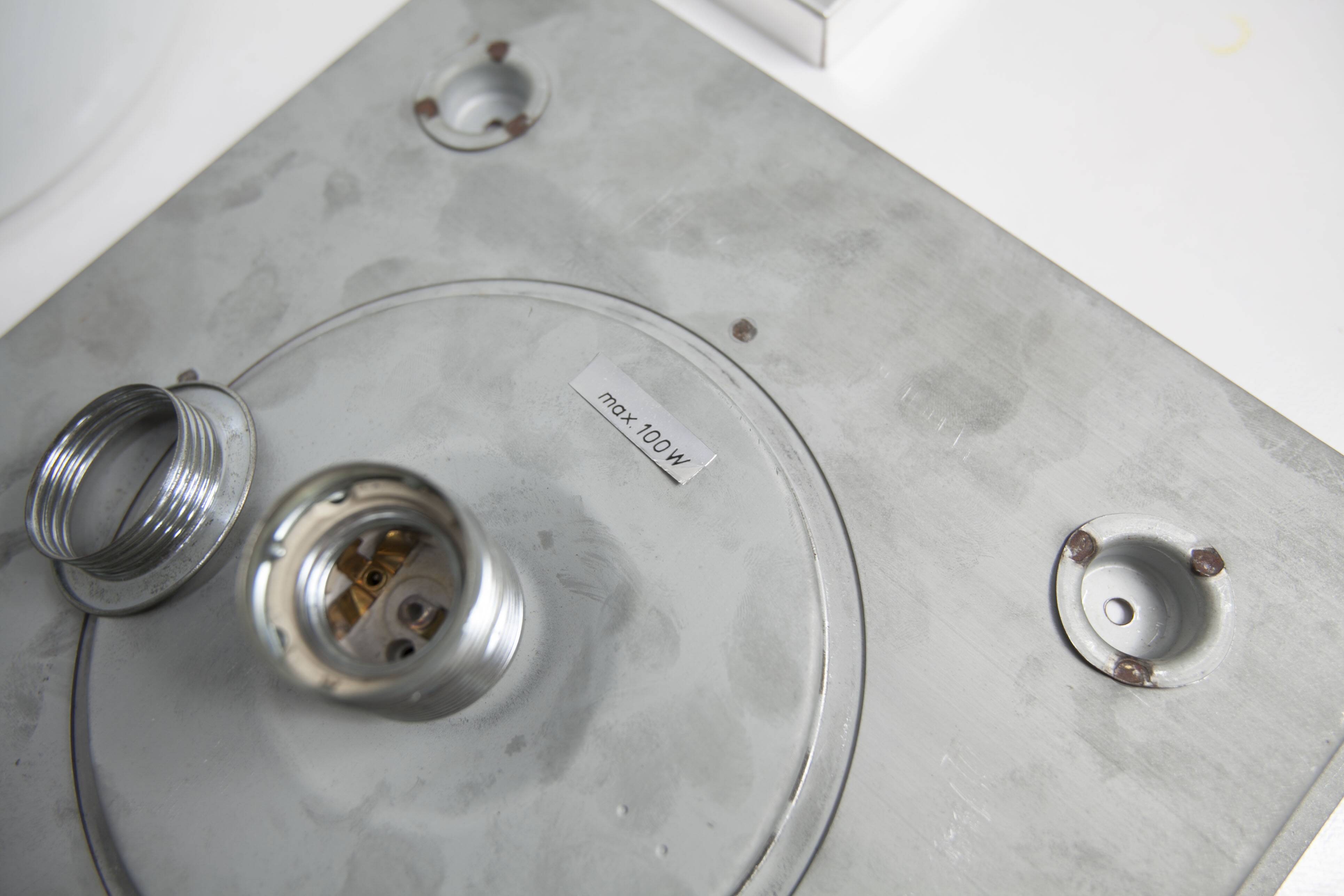 Ceiling light Doria Leuchten 1960, Germany, Alu Opaline + bulb