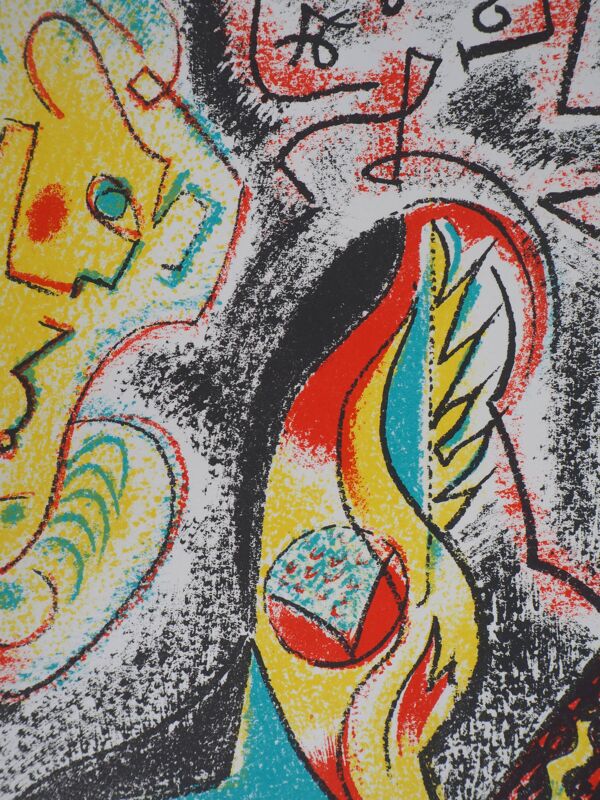 André masson : personnage sous les étoiles - lithographie originale