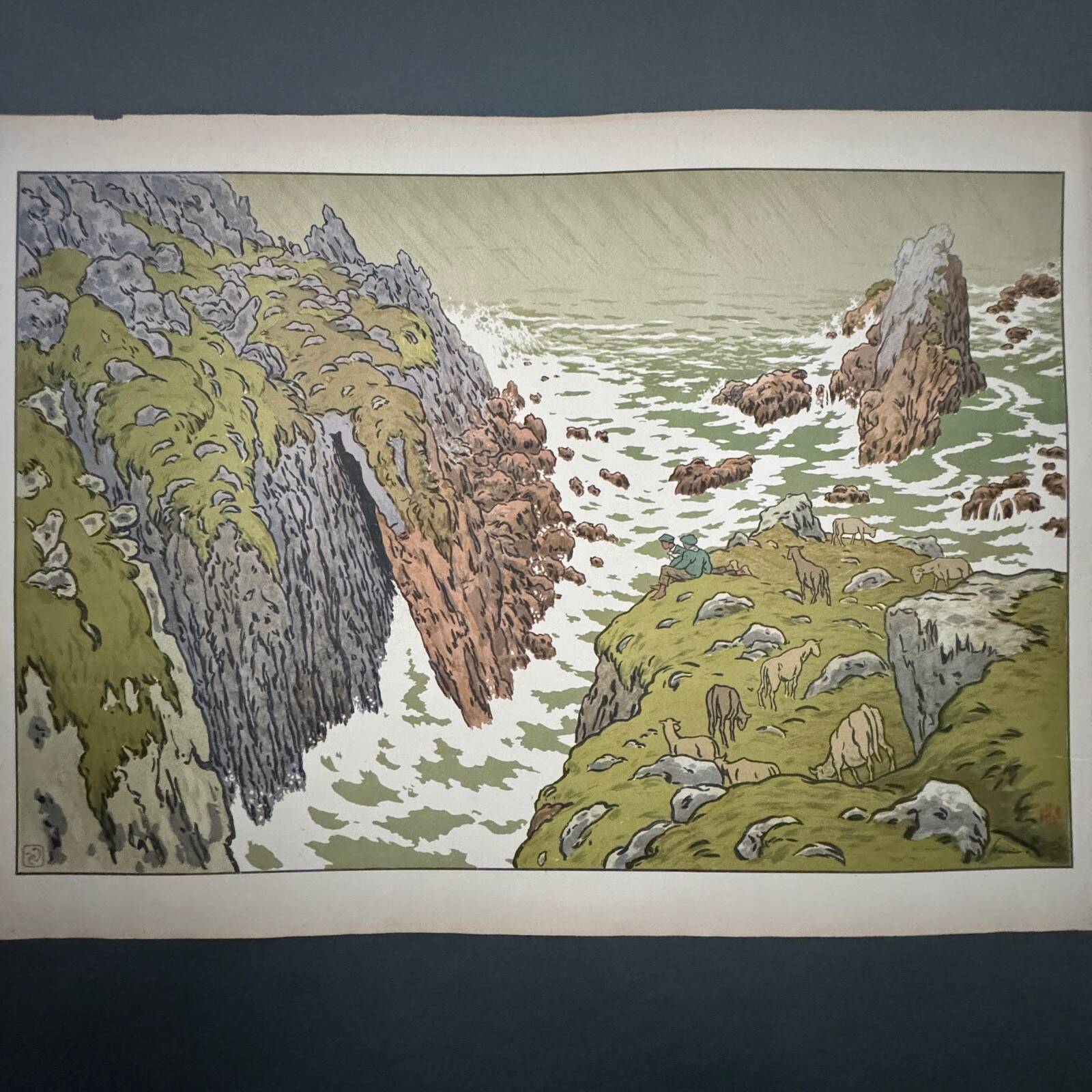 Lithograph by Henri Rivière The Aspects of Nature - The Cliff
