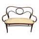 Antique Thonet bench in bent wood and caning, signed.