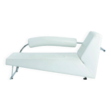 Dutch design Rob Eckhardt chaise longue white leather tubular steel, 1980s