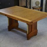 Large solid oak art deco table by Henri Bonjour 1930s