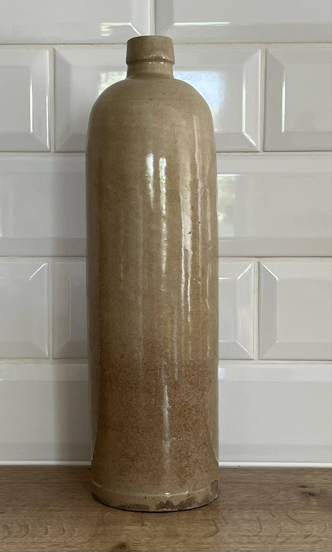 Beige stoneware bottle vase