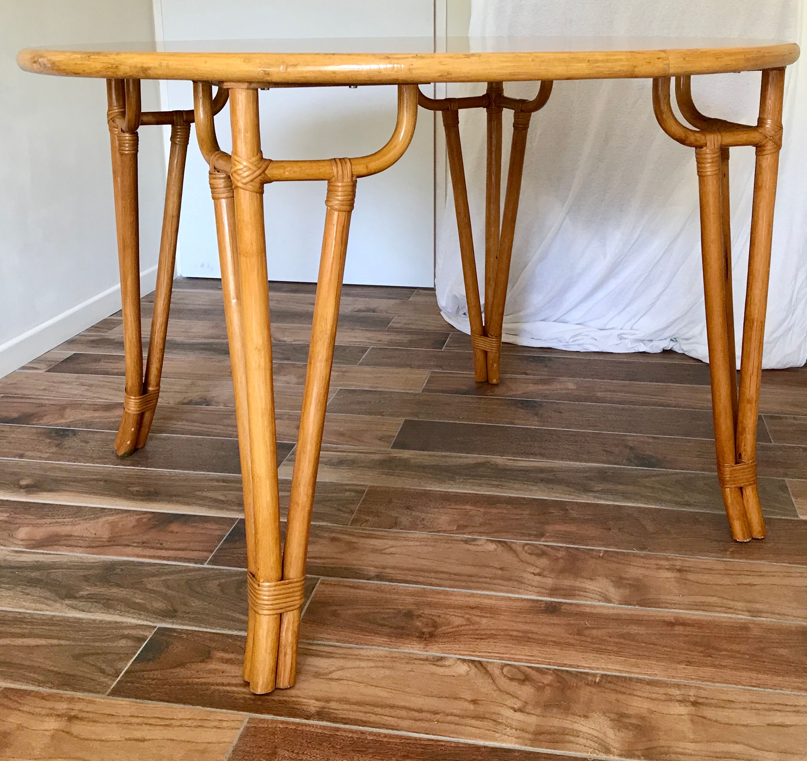 Table set and 4 rattan chairs