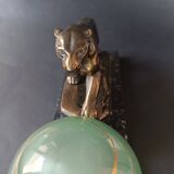 Panther desk lamp in spelter on a black and white marble base 1925