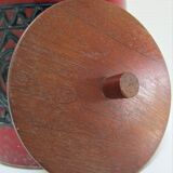 Enamelled ceramic pot with wood lid German design 70s