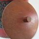Enamelled ceramic pot with wood lid German design 70s