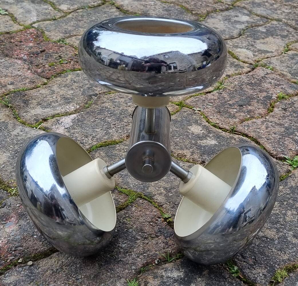 UFO pendant light, vintage, 3 globes, space age, 70s