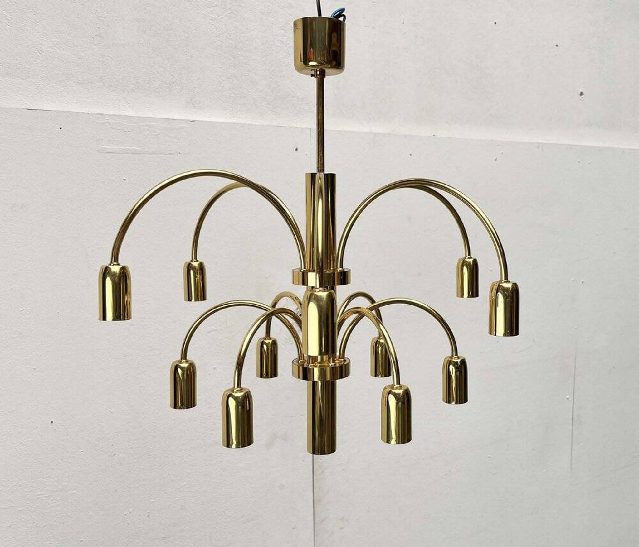 German vintage brass chandelier by Star Leuchten, 1970s.