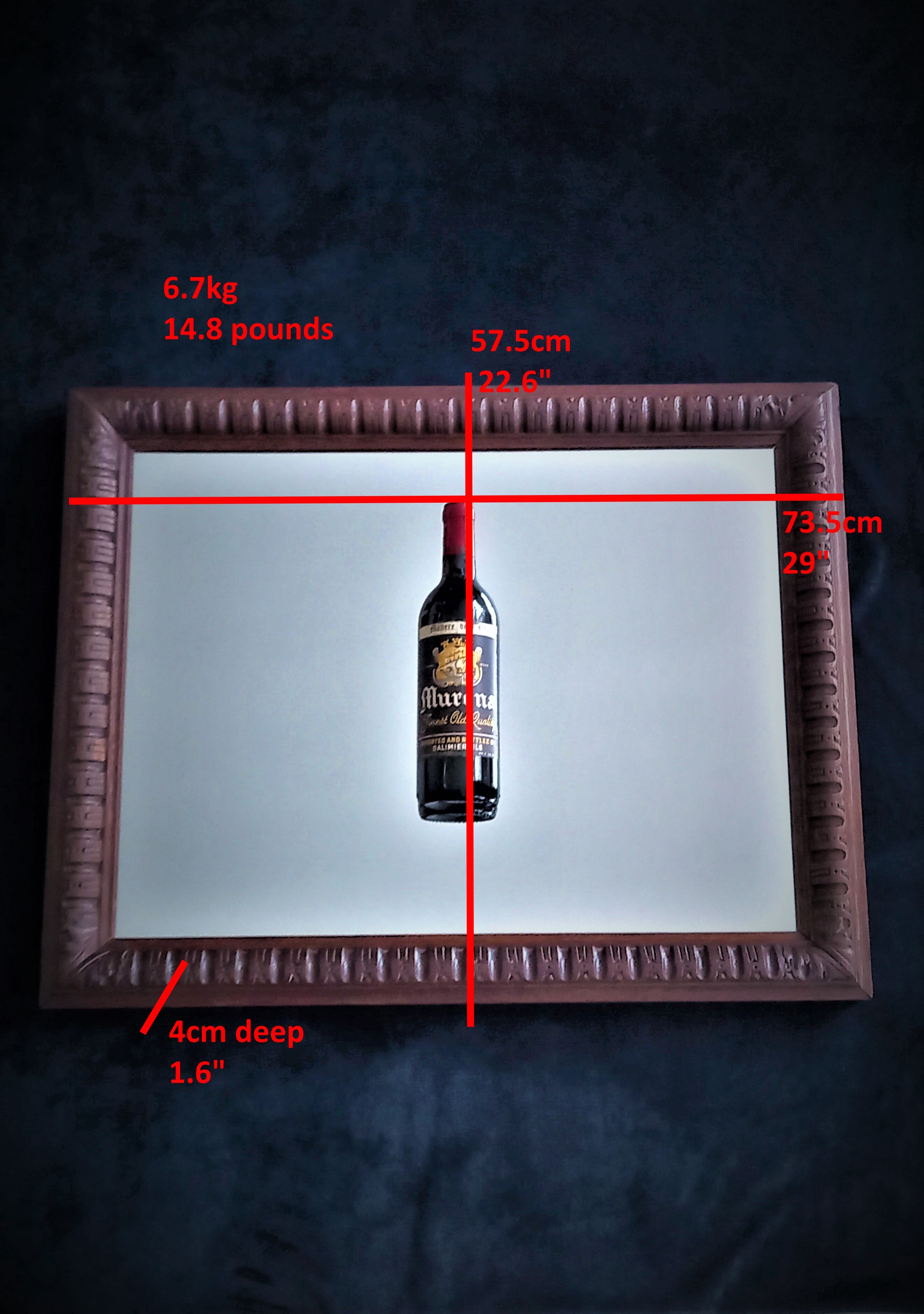Rectangular mirror of neo-renaissance style in carved oak