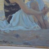 Painting Beach Scene Alfred Victor Fournier