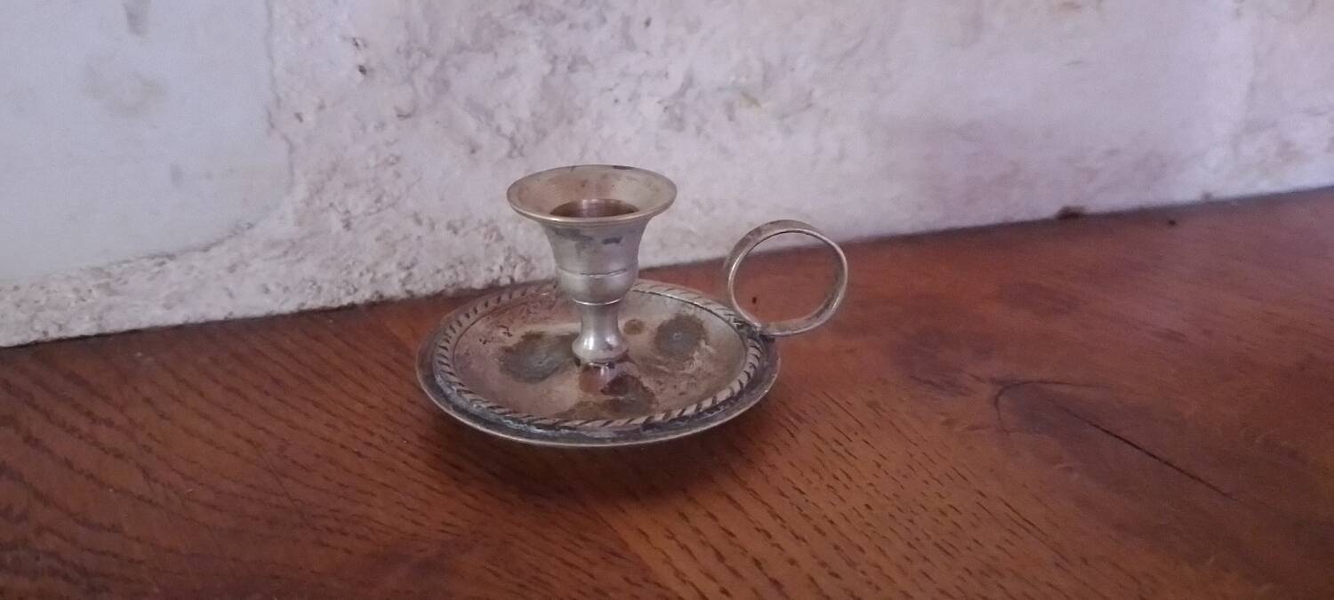 Mini silver metal candle holder