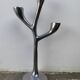 Organic candle holder in brushed aluminum, 3 branches, 1970