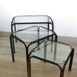 3 Vintage 1970s Nesting Glass Tables
