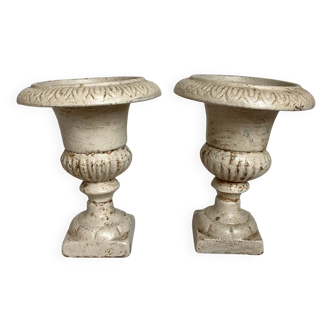 Pair of Medici cast iron planter vases