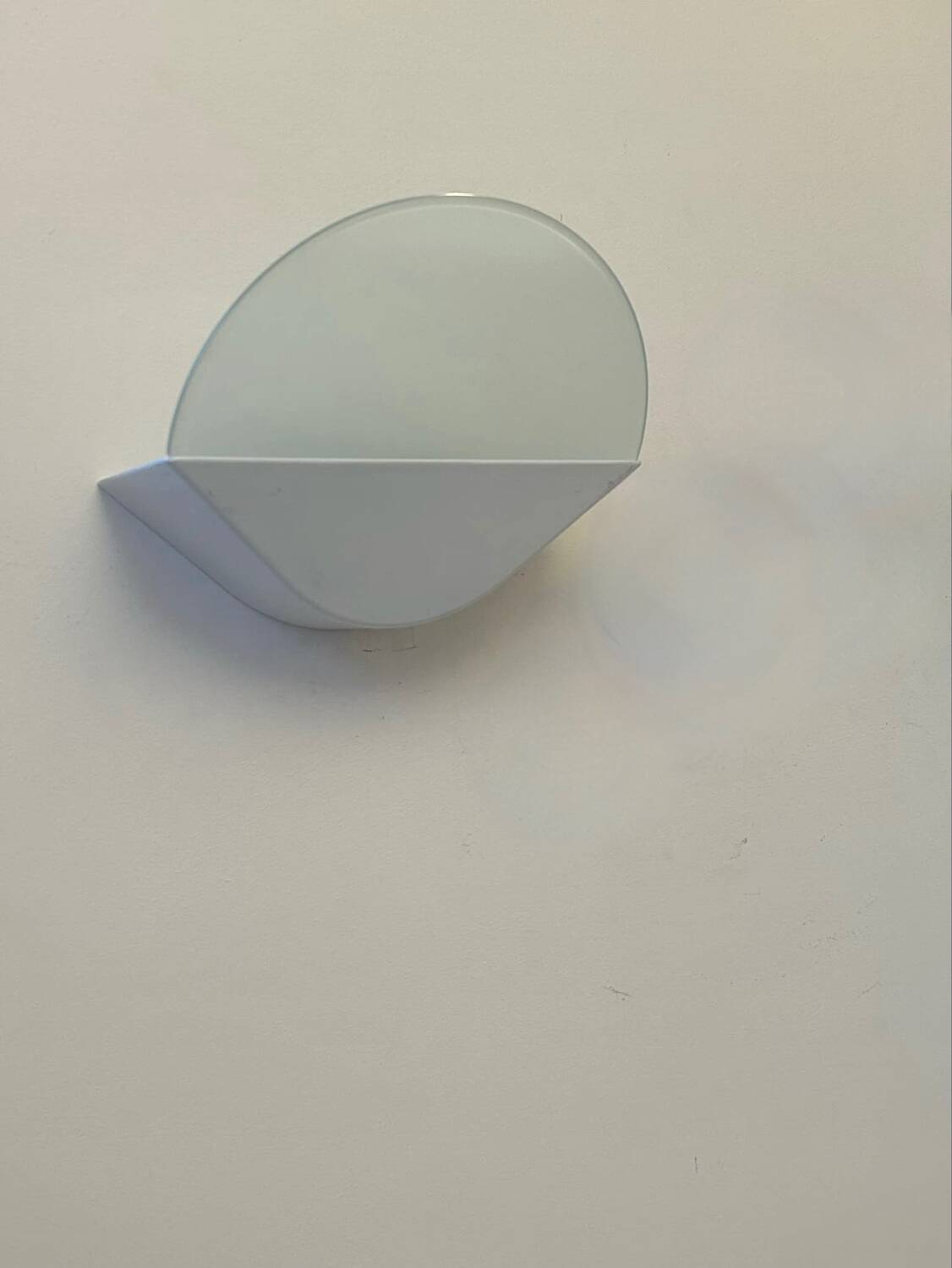 Pair of vintage wall lights, white metal and sandblasted glass, Italy 1970