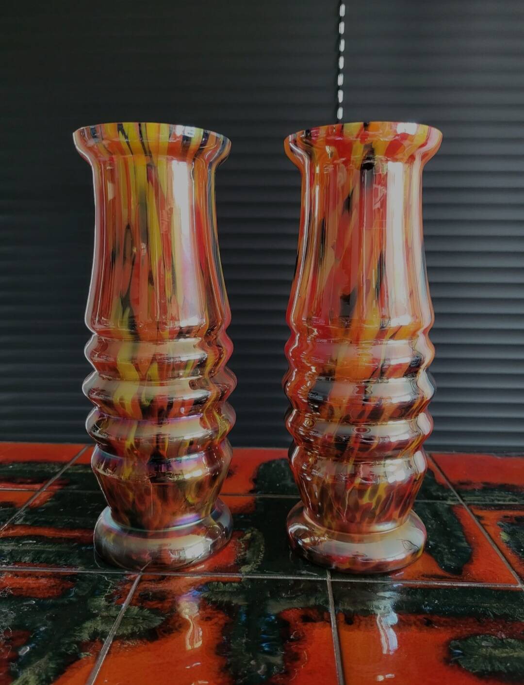 Vases Art déco en verre irisé de Bohême