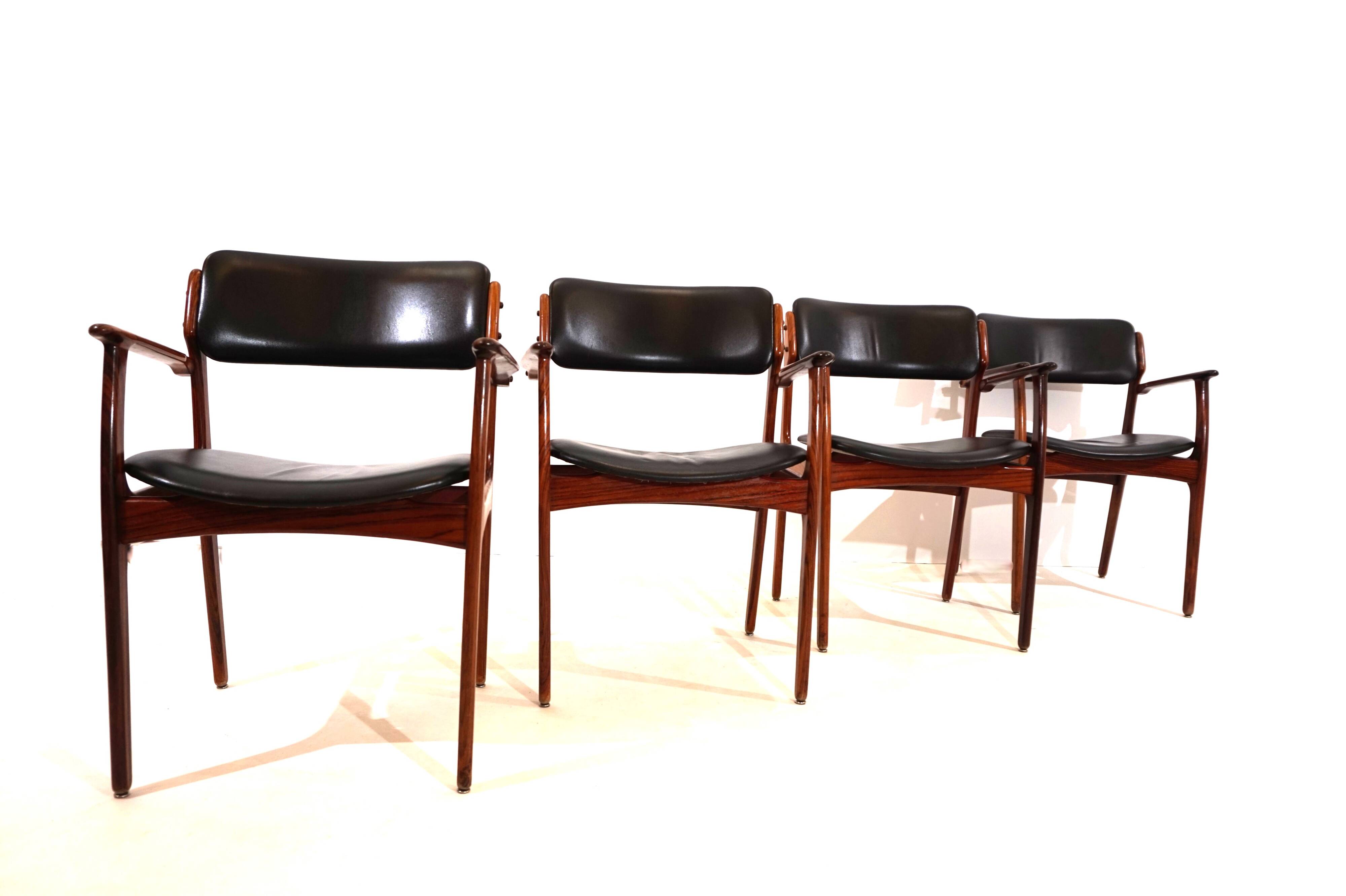 Erik Buck lot de 4 chaises de salle à manger en palissandre OD 50 pour OD Mobler