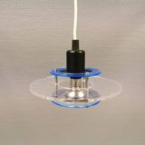 Small Danish Space-Age hanging lamp in translucent plexi glass, estimated 1980s.