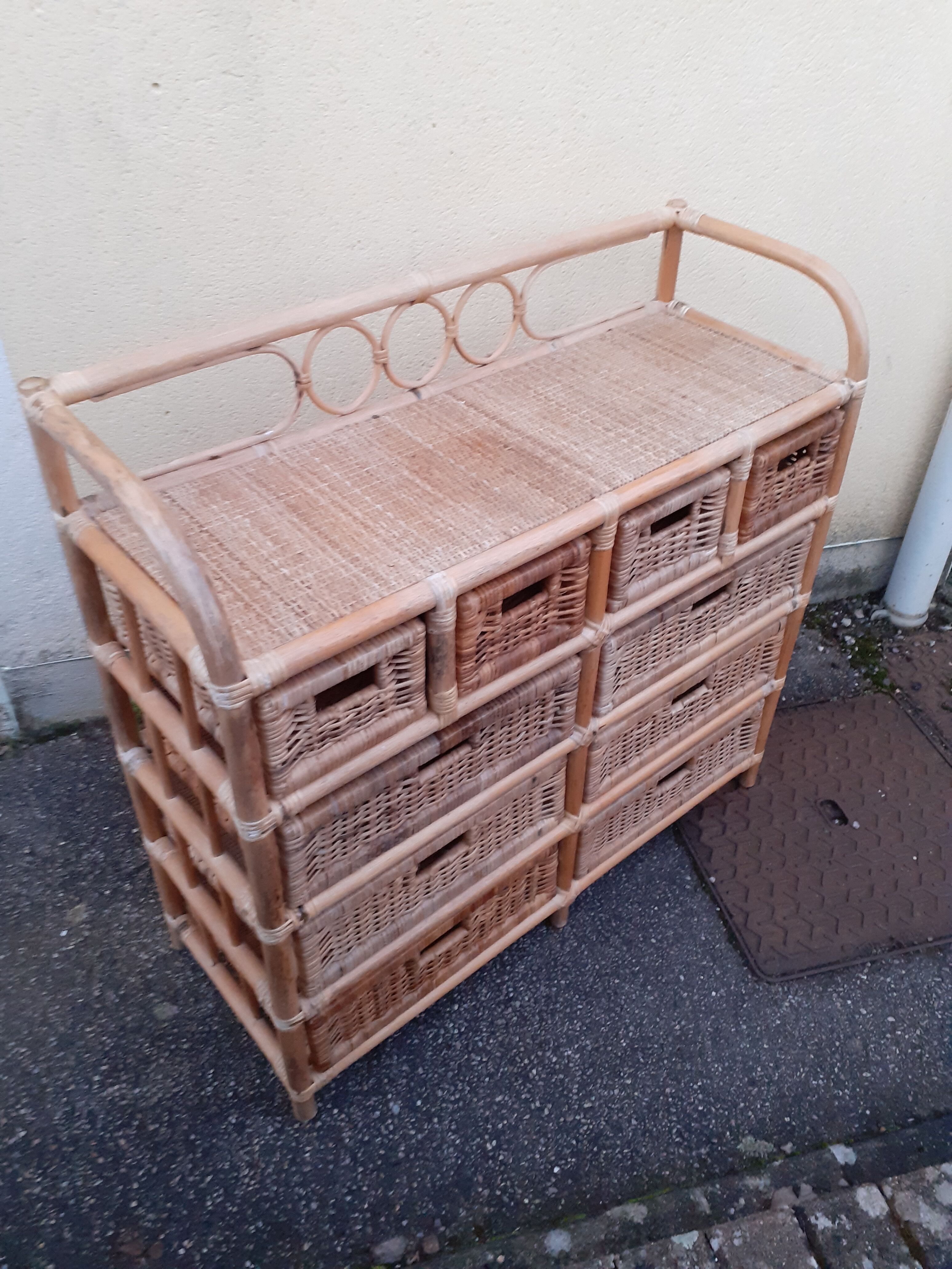Rattan chest of drawers