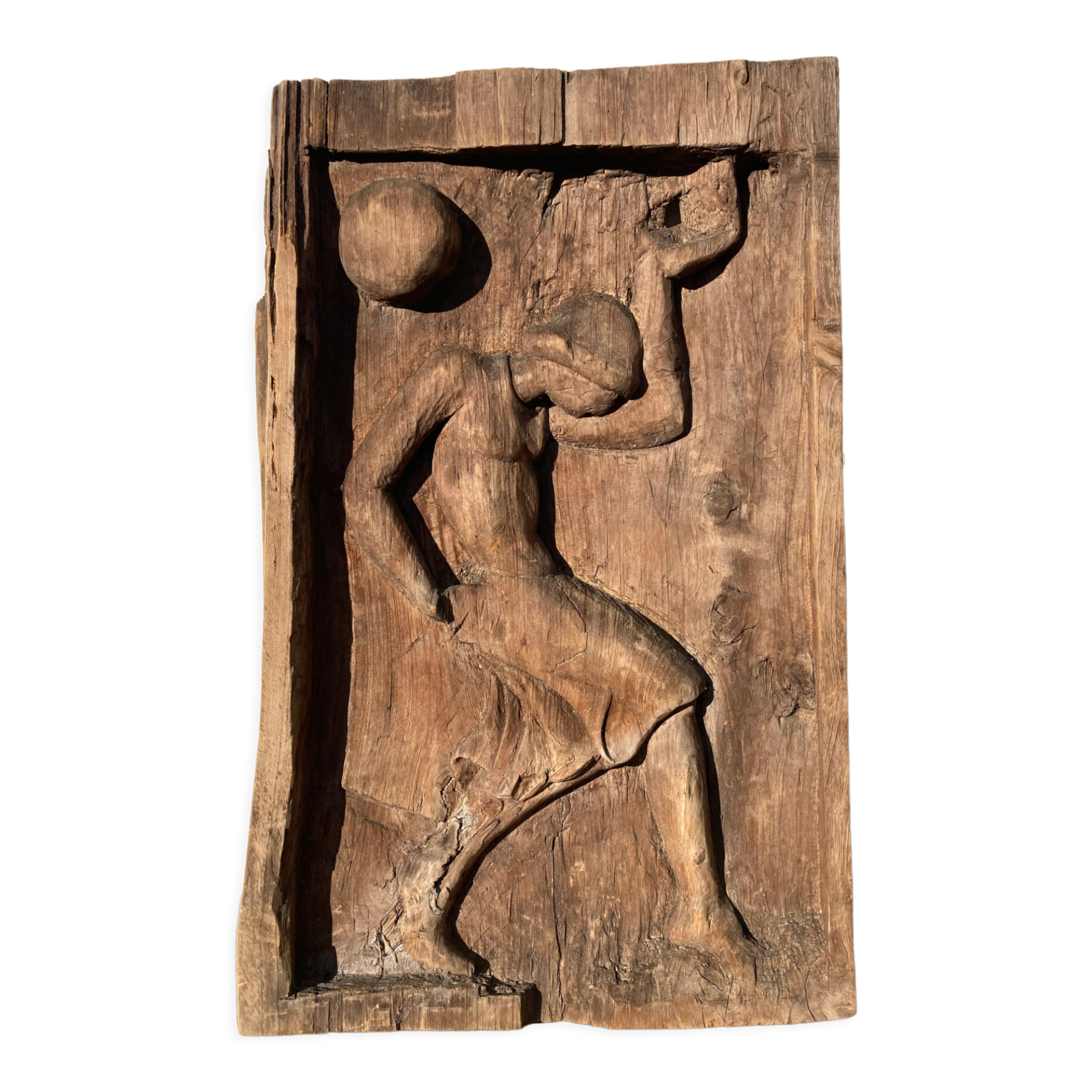 Door in low relief dancer style art deco 1930 wooden
