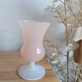 Pink and white opaline vase