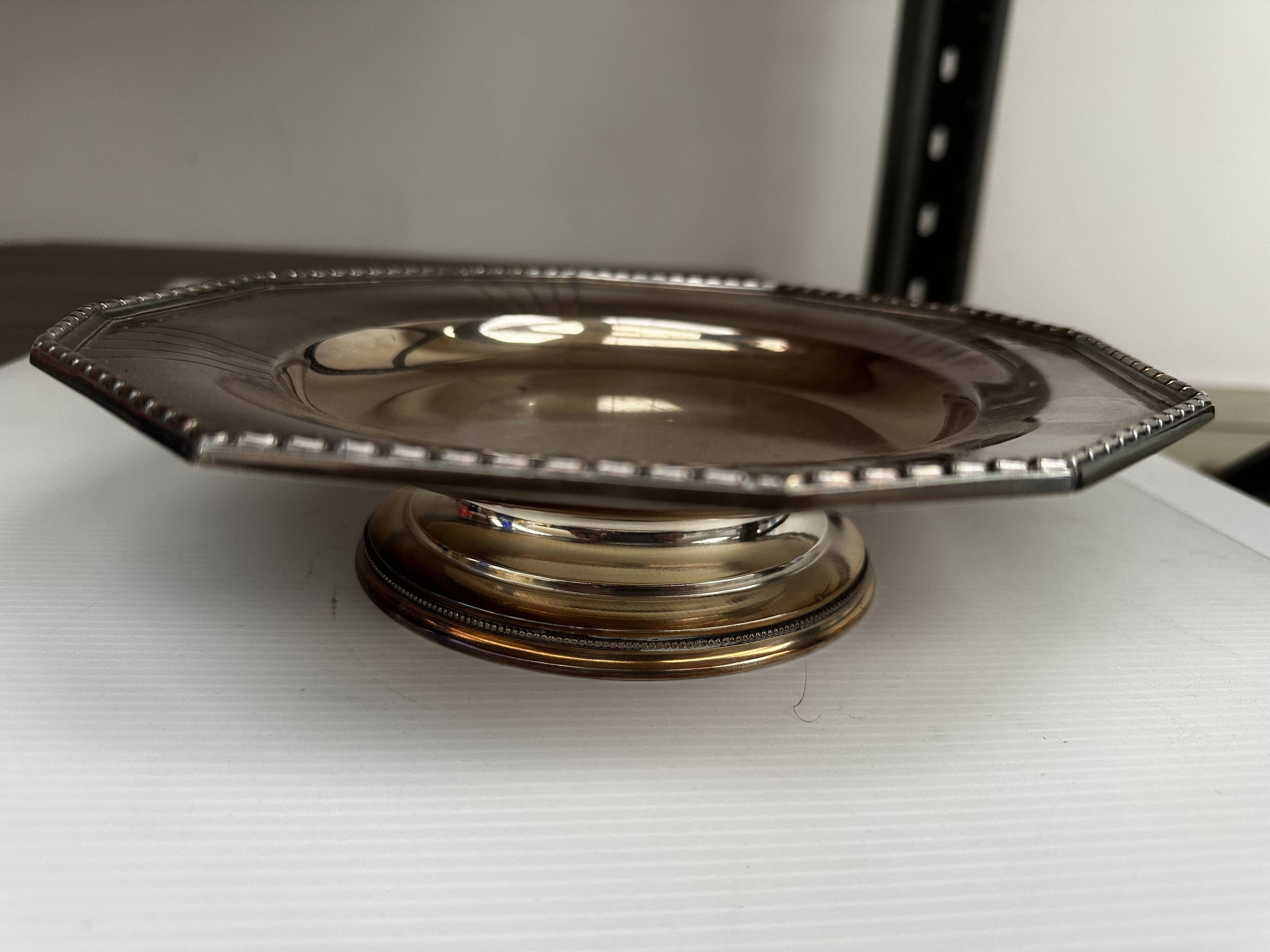 Art Deco Silver Metal Centerpiece - Octagonal Shape