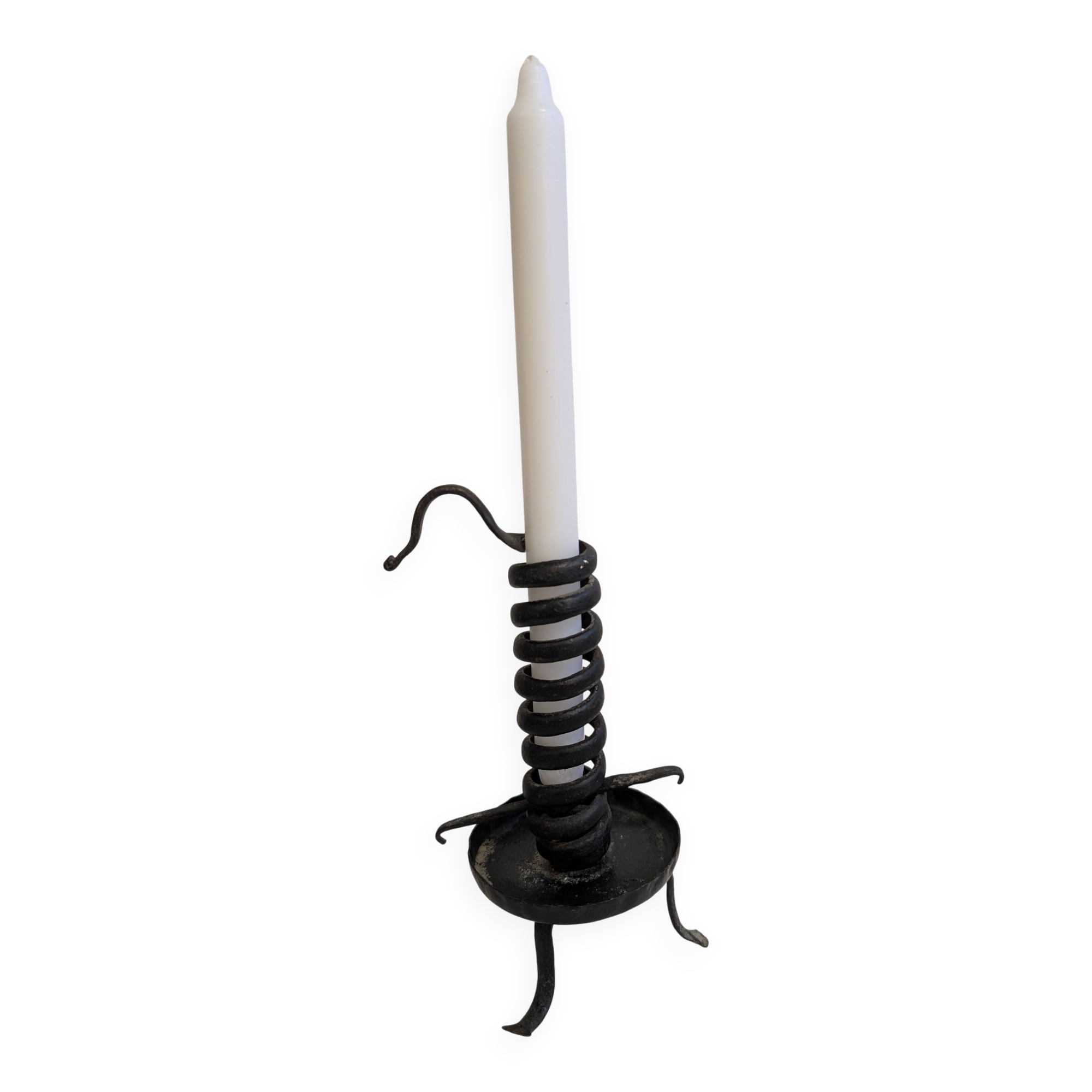 Vintage brutalist wrought iron candlestick