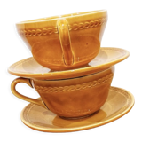 2 cups and saucers vintage '70 honey color