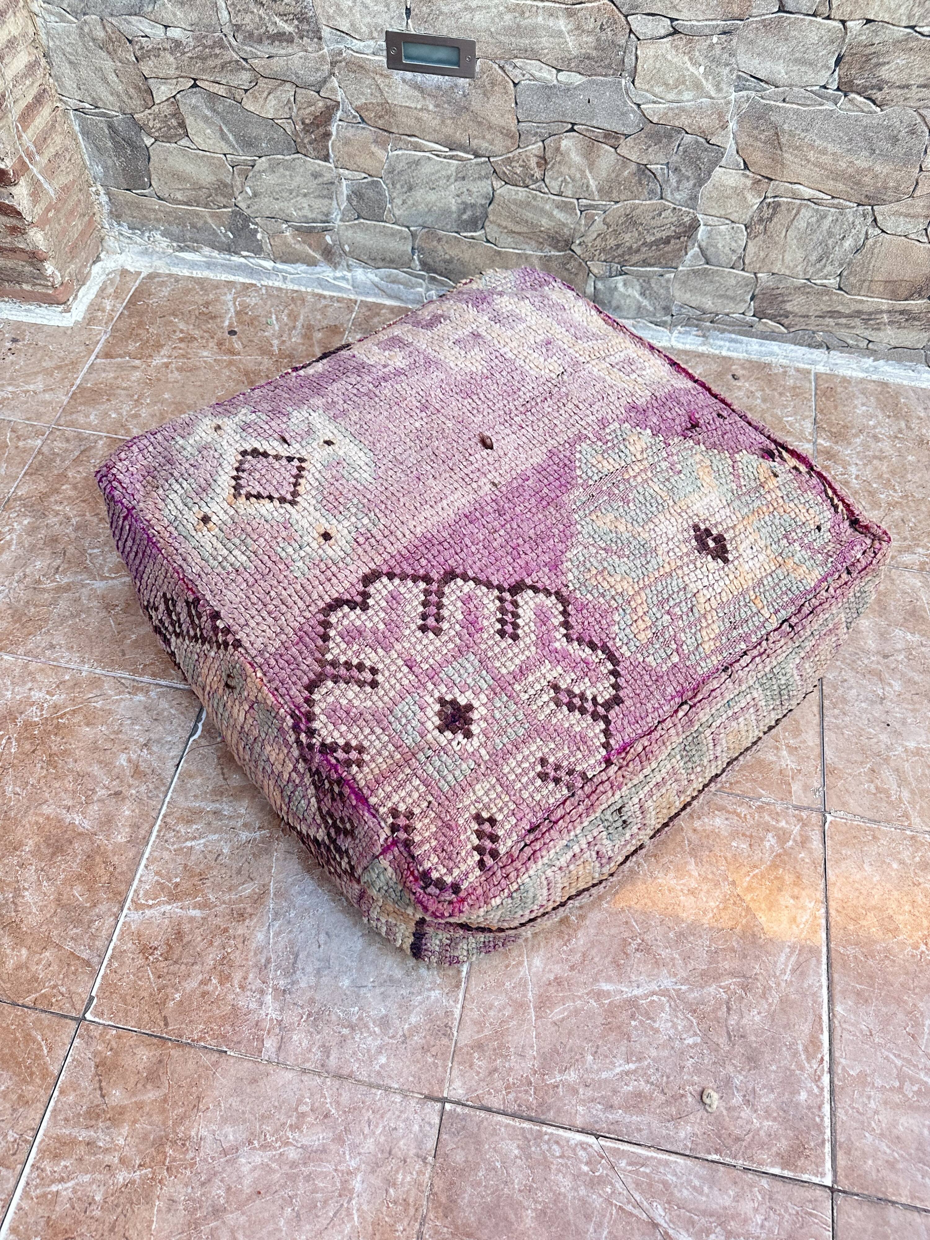 Handmade Berber Kilim pouf, floor cushion