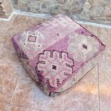 Handmade Berber Kilim pouf, floor cushion