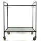 Minimal steel and wired glass sixties tea trolley
