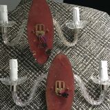 Pair d ' beveled mirrored sconces