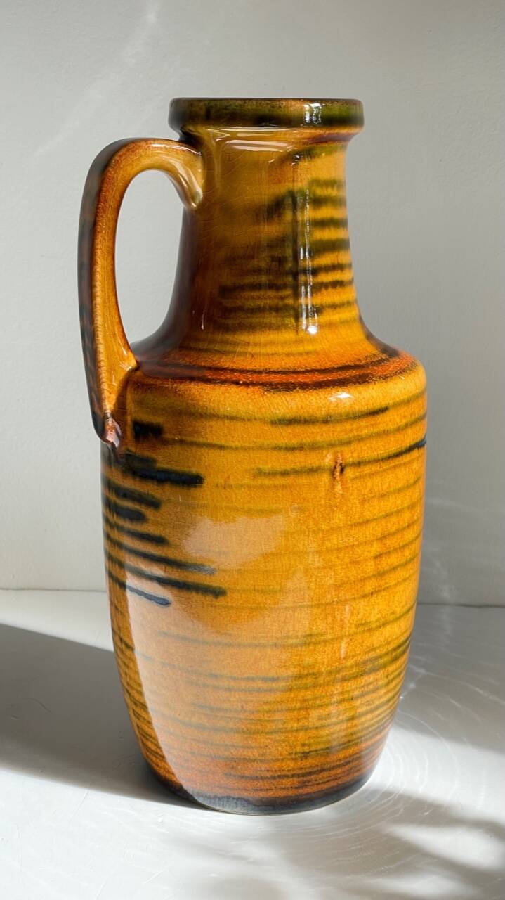 Vintage glazed ceramic amphora vase – west germany