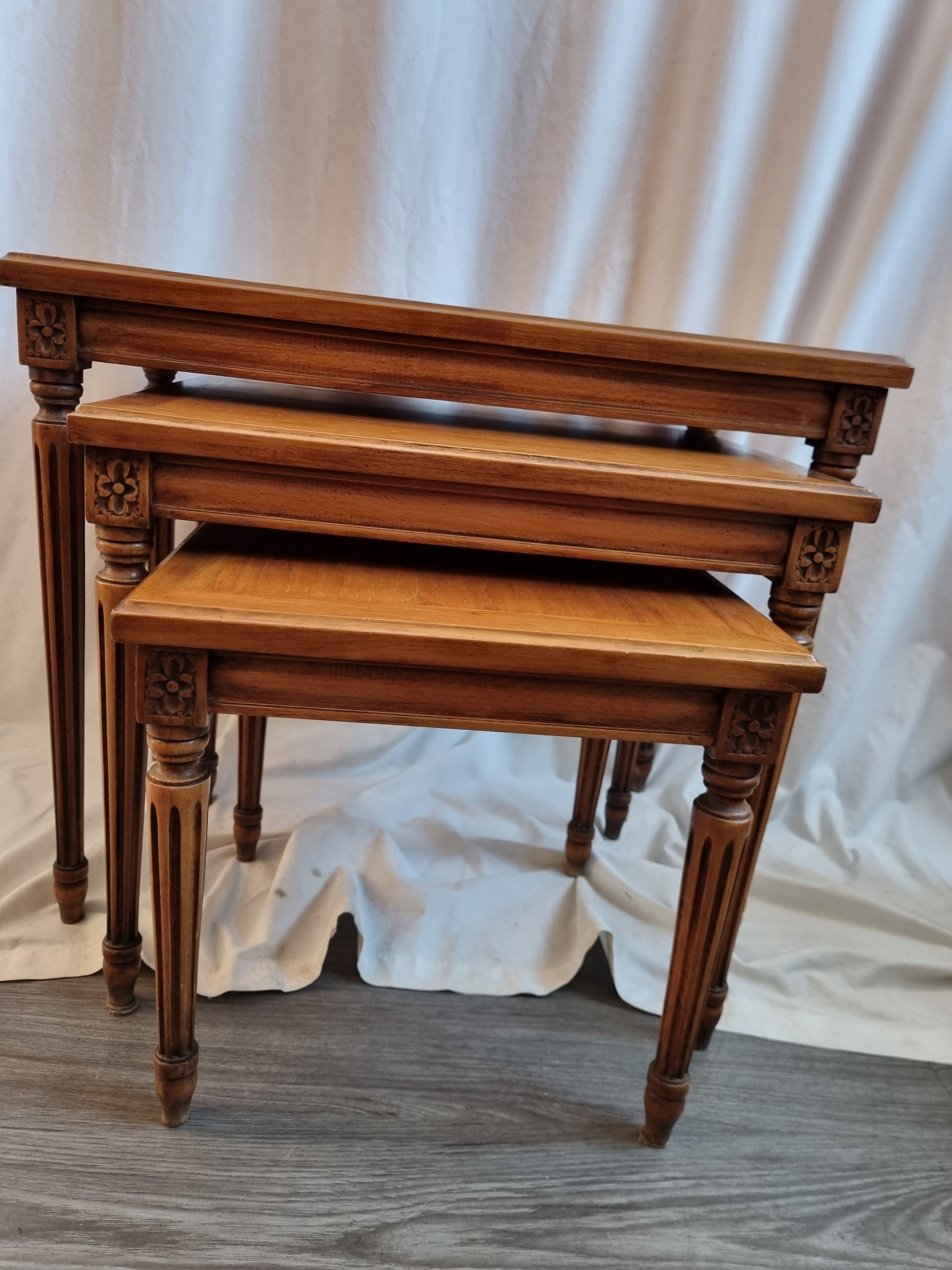3 cherry trundle tables from 1980