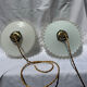 Vintage wavy opaline suspension pair with brass claw