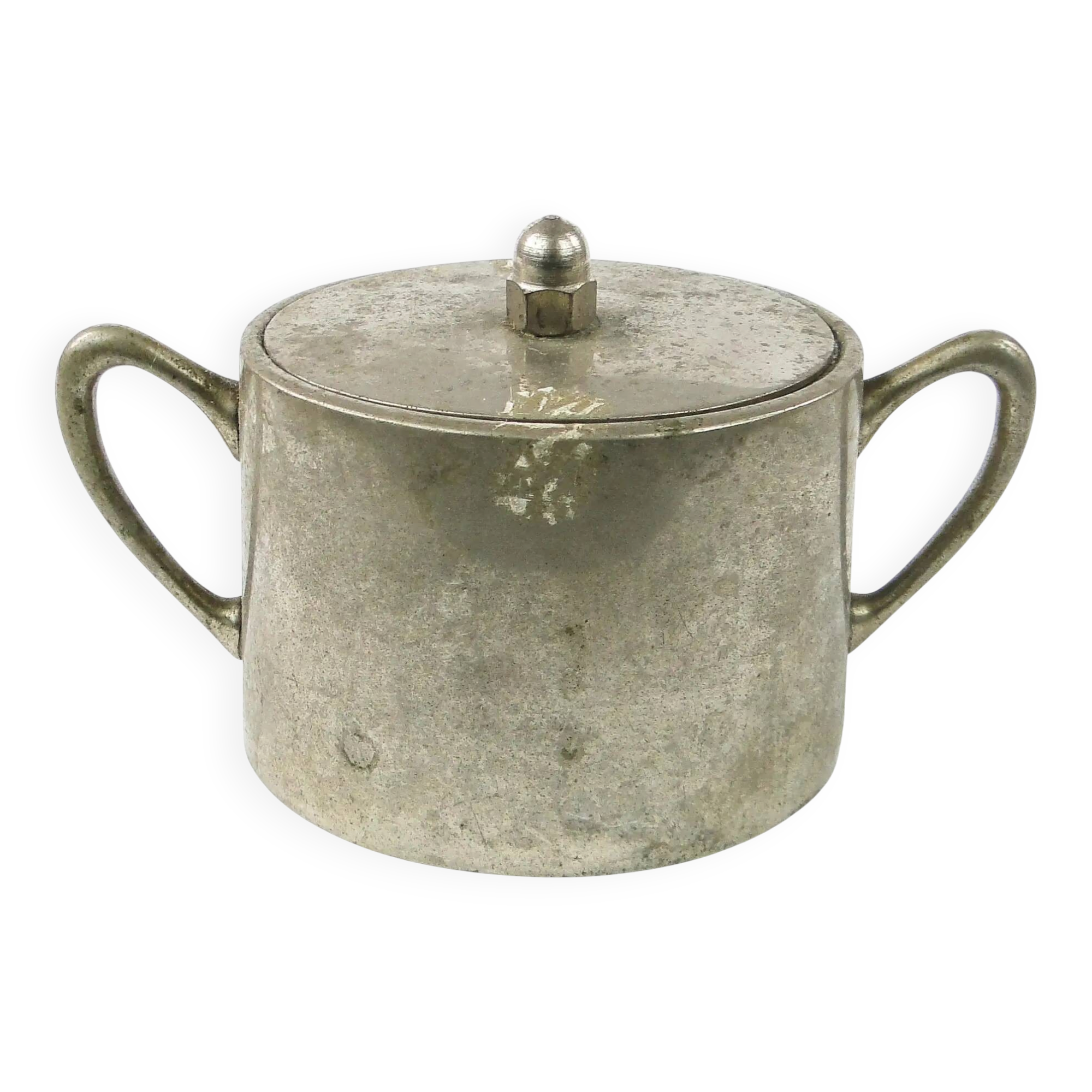 Sugar bowl, Art Nouveau, nickel-plated brass, design by I. Taschner, Germany, early 20th century