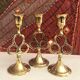 Trio of golden brass candle holder INDIA vintage