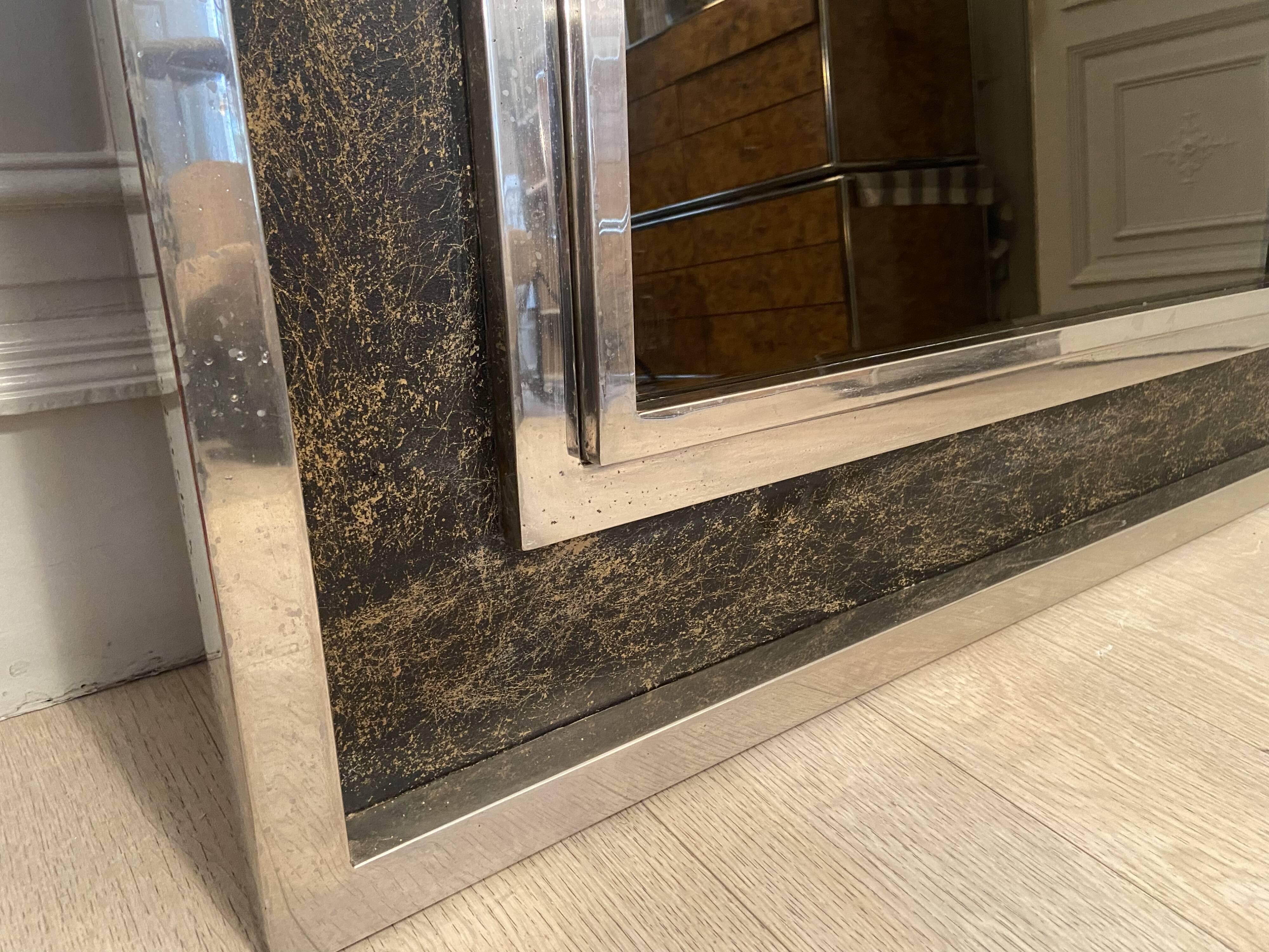 XXL Belgo Chrome Mirror 1970s 130x130cm