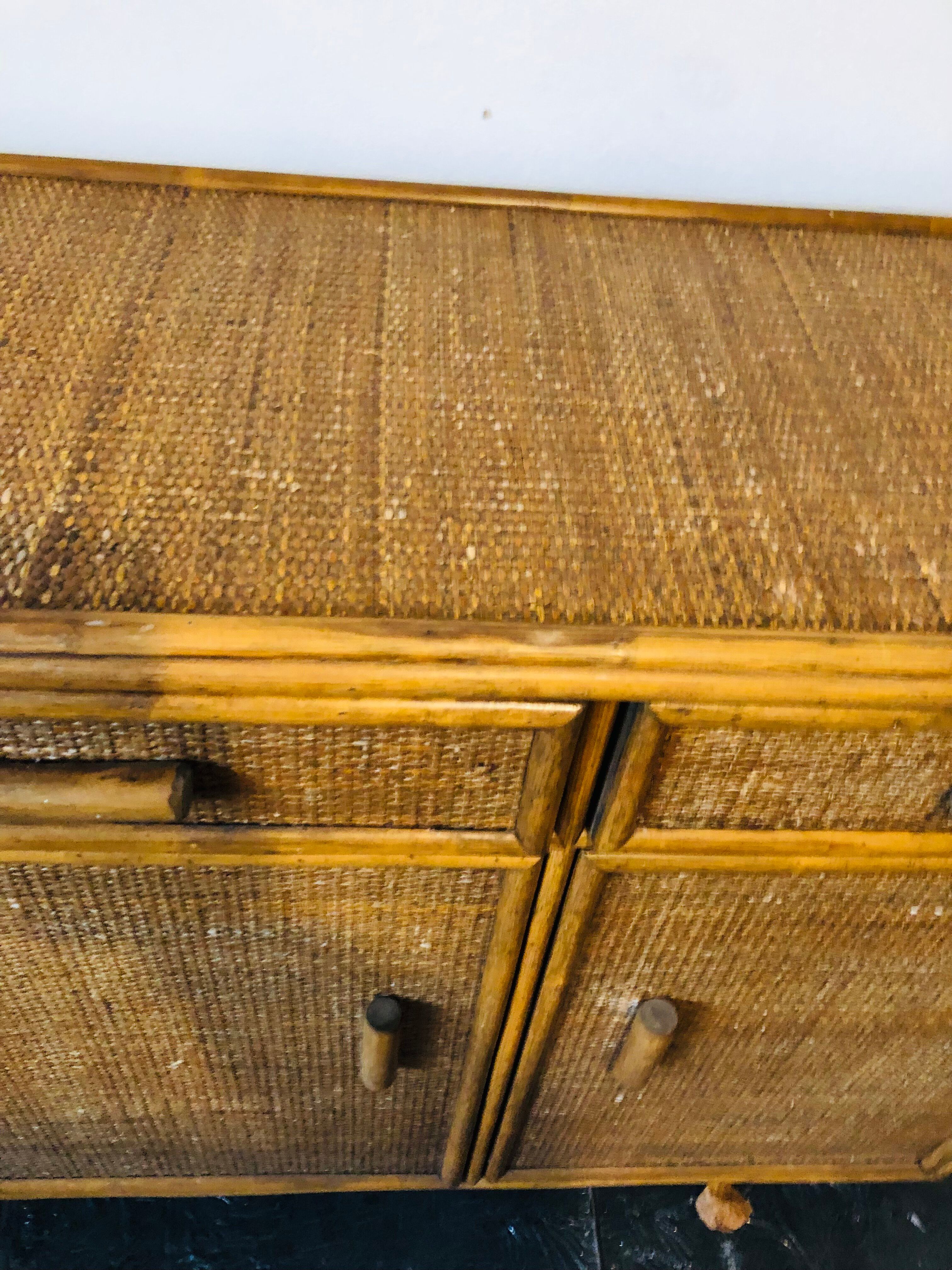 Woven rattan and bamboo buffet—Vivai del Sud, Italy circa 70s