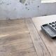 Solid oak farmhouse table with integrated extensions 1950
